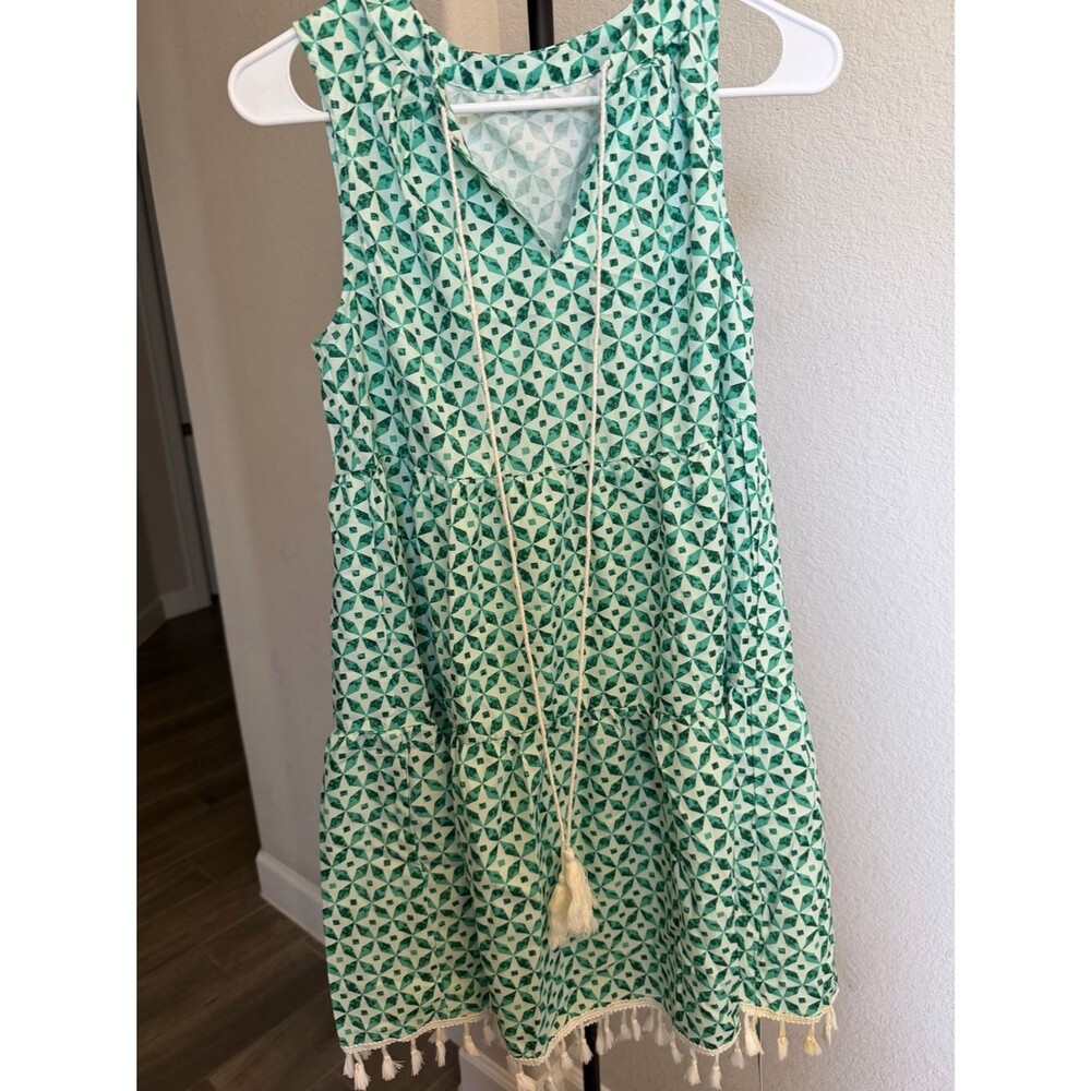 Cupshe Light Mint Green Geometric Print Mini Dress Coverup Resort Wear XS